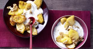 Recette libanaise yaourt à l'ananas, bananes et noix